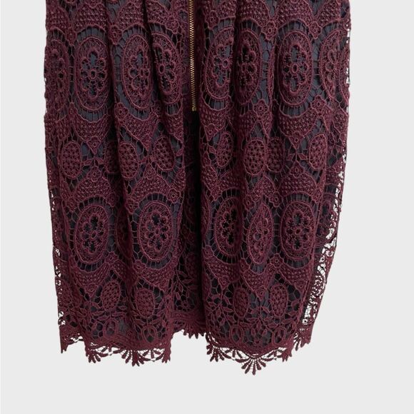 Club Monaco Lace Overlay Mini Dress Women Size 2 Burgundy Feminine Romantic Y2K - Picture 10 of 14